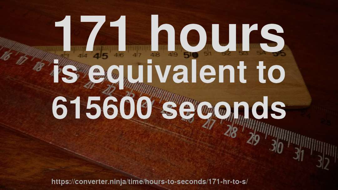 171 hours is equivalent to 615600 seconds