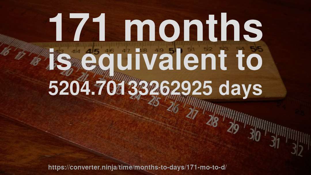 171 months is equivalent to 5204.70133262925 days
