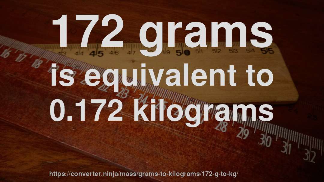 172 grams is equivalent to 0.172 kilograms