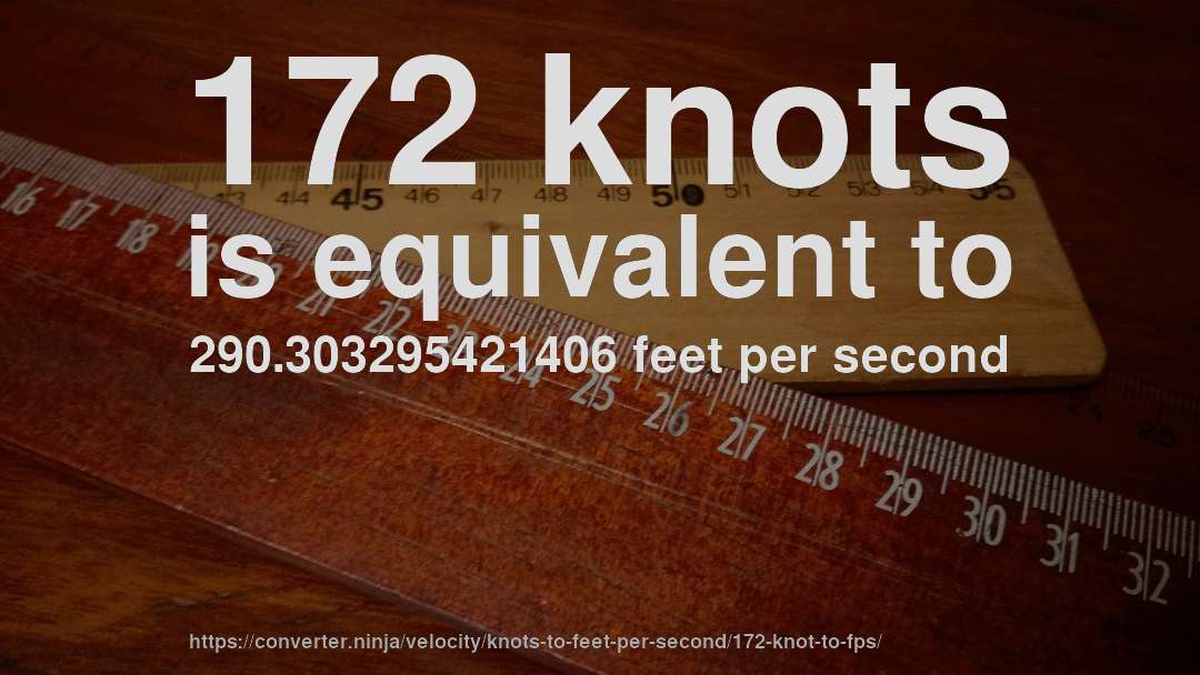 172 knots is equivalent to 290.303295421406 feet per second
