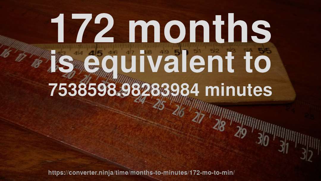 172 months is equivalent to 7538598.98283984 minutes