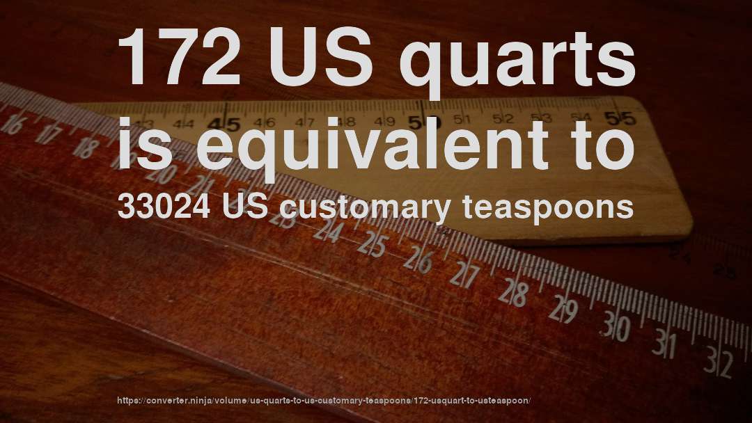 172 US quarts is equivalent to 33024 US customary teaspoons