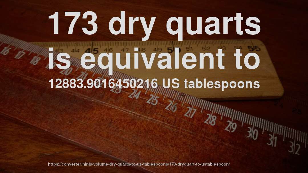173 dry quarts is equivalent to 12883.9016450216 US tablespoons