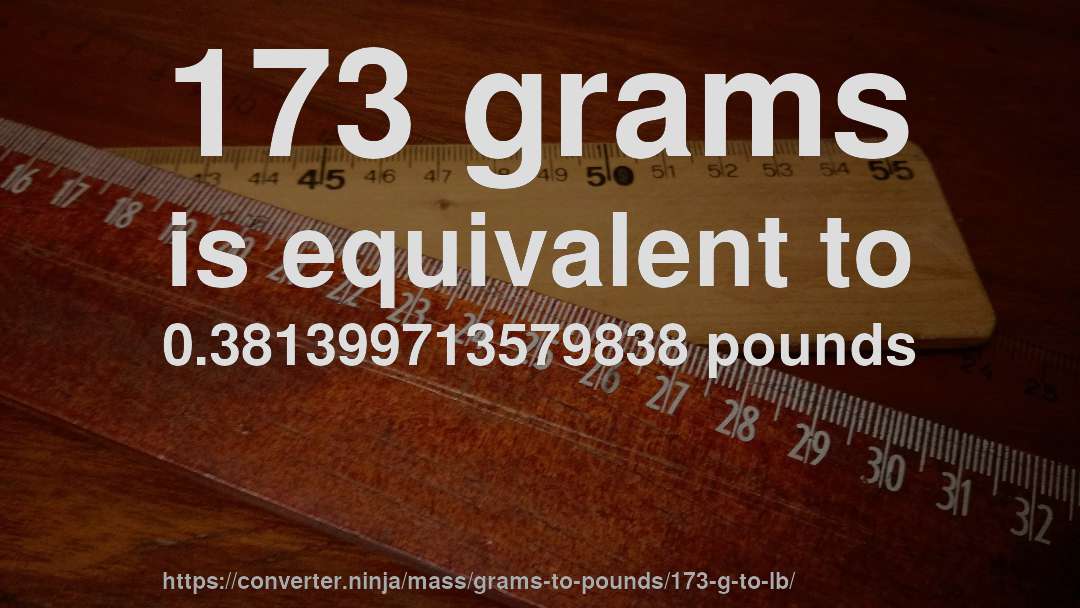 173 grams is equivalent to 0.381399713579838 pounds
