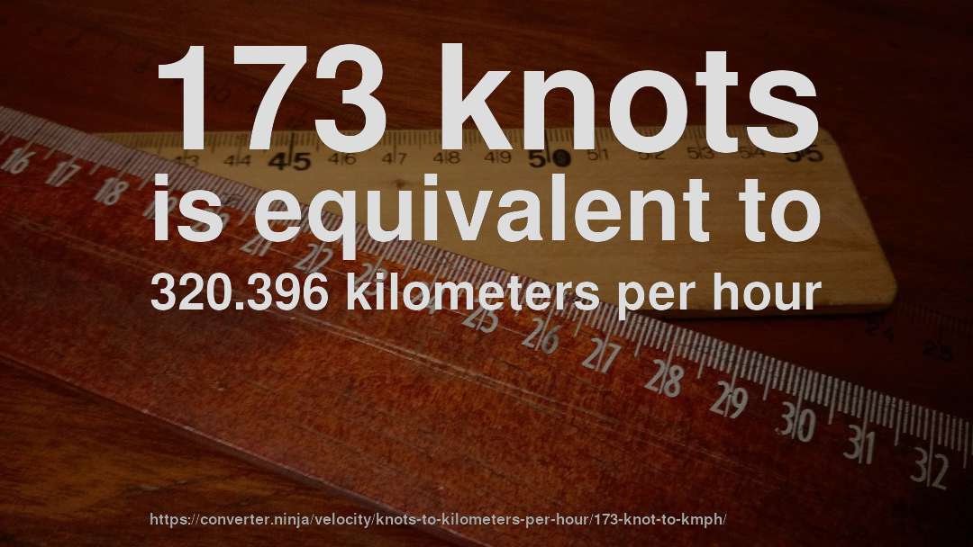 173 knots is equivalent to 320.396 kilometers per hour