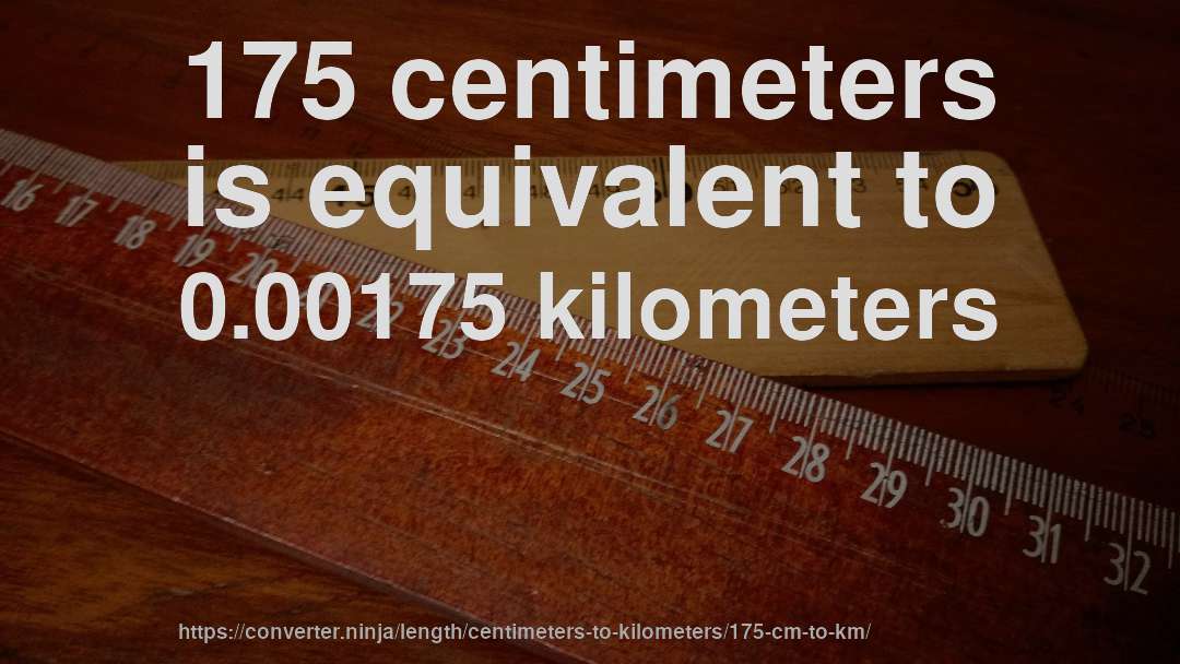 175 centimeters is equivalent to 0.00175 kilometers