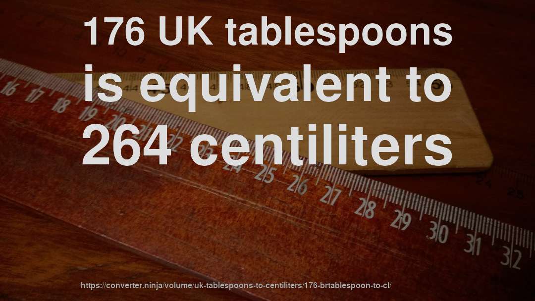 176 UK tablespoons is equivalent to 264 centiliters
