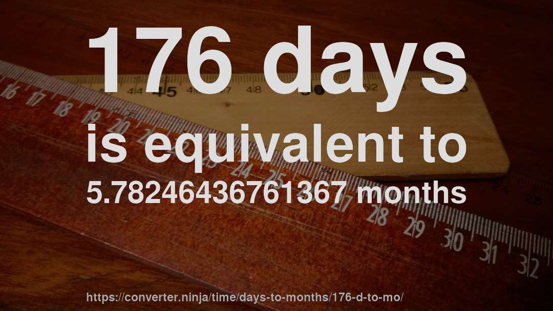 176 days is equivalent to 5.78246436761367 months