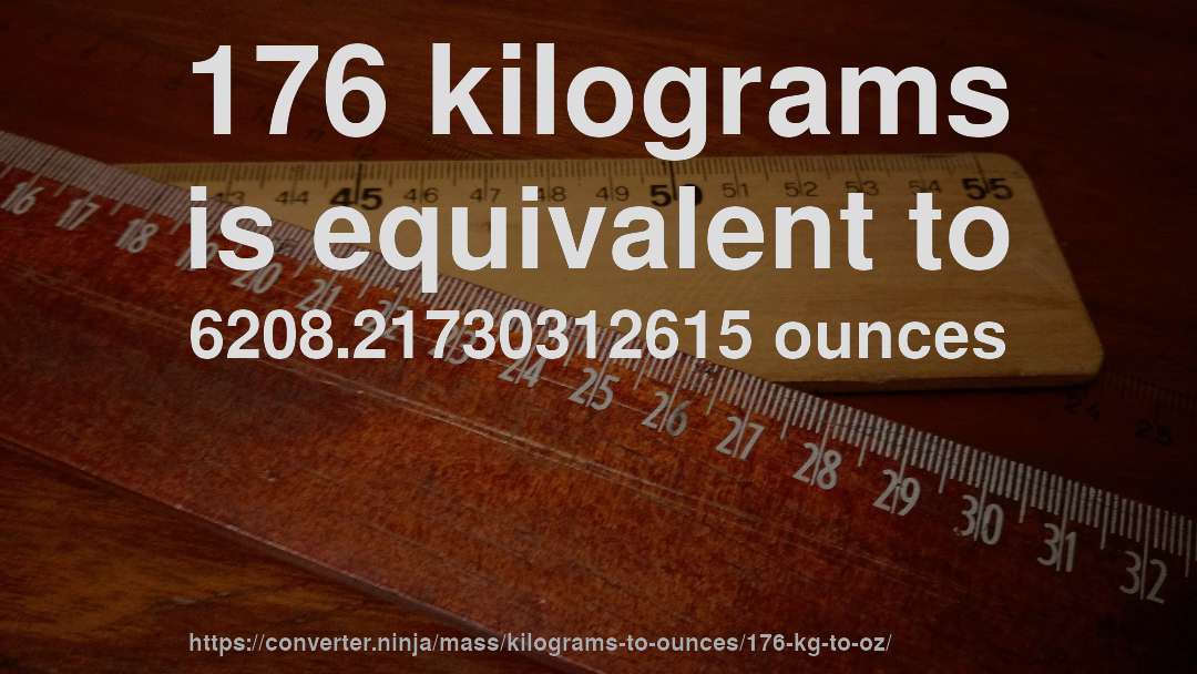 176 kilograms is equivalent to 6208.21730312615 ounces