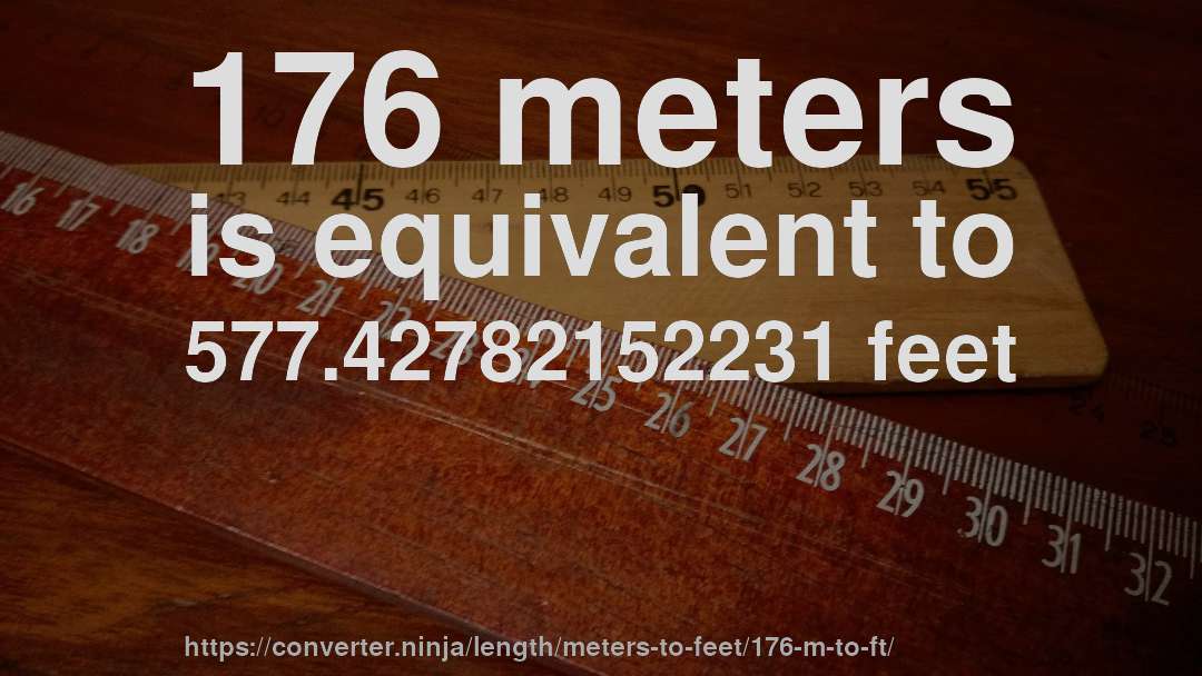 176 meters is equivalent to 577.42782152231 feet