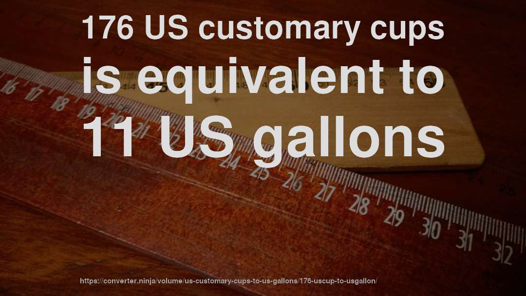 176 US customary cups is equivalent to 11 US gallons