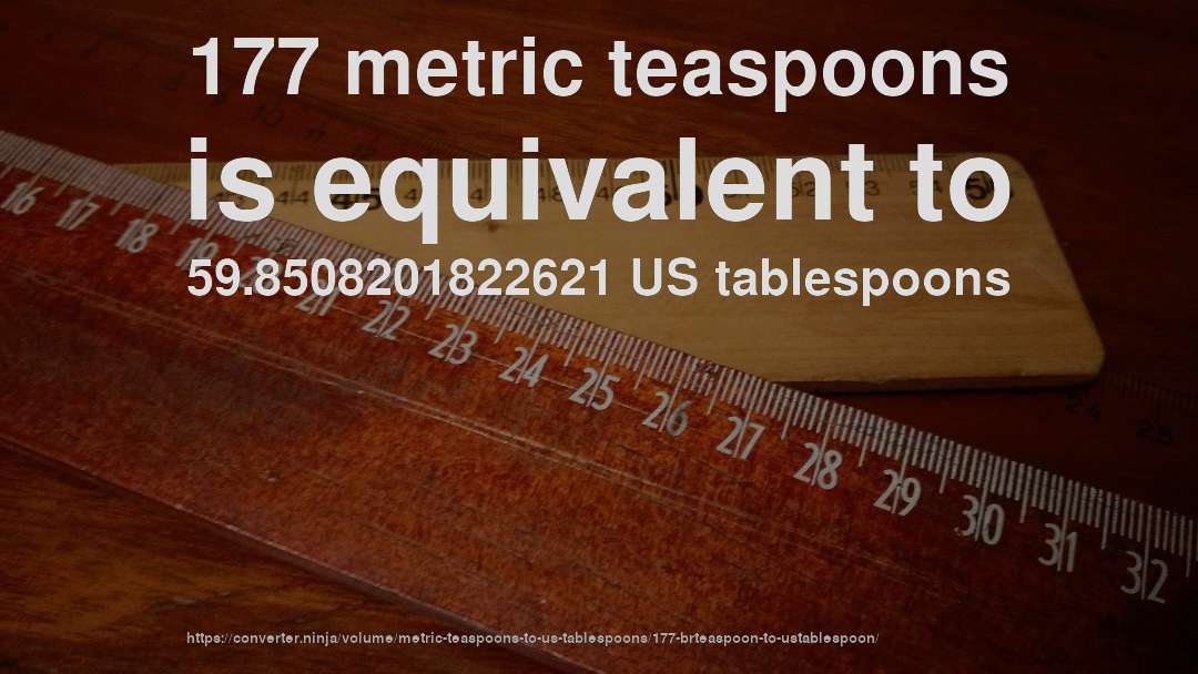 177 metric teaspoons is equivalent to 59.8508201822621 US tablespoons