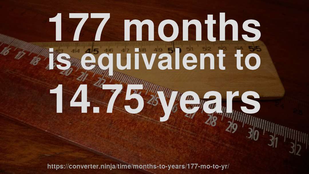 177 months is equivalent to 14.75 years