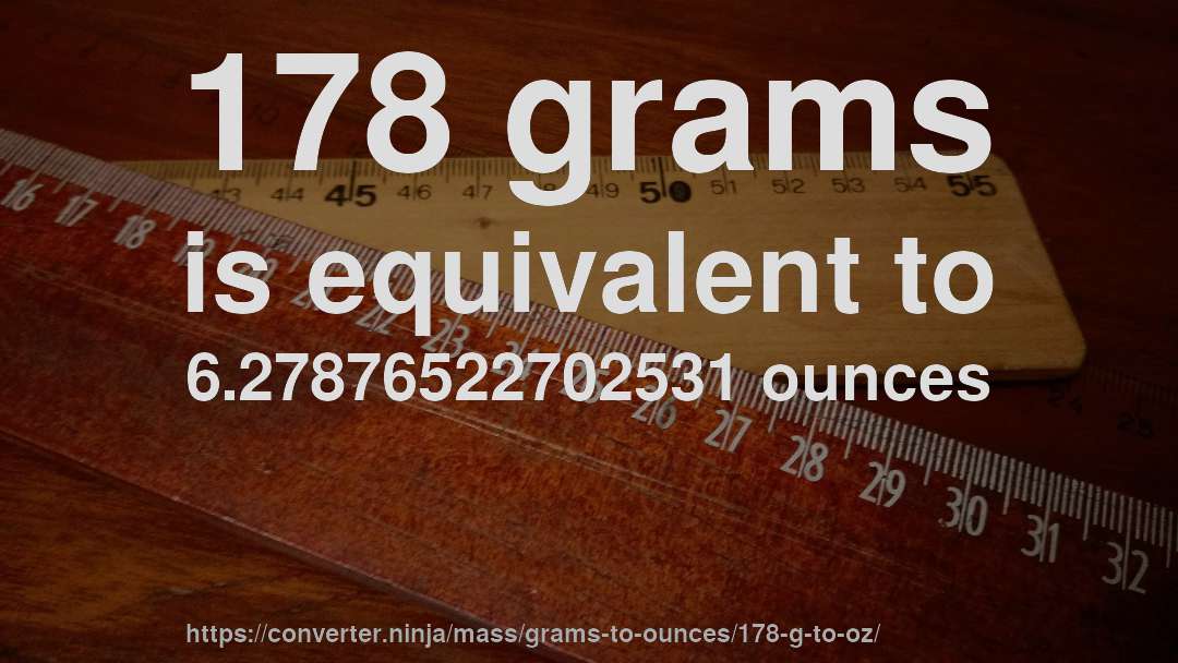 178 grams is equivalent to 6.27876522702531 ounces