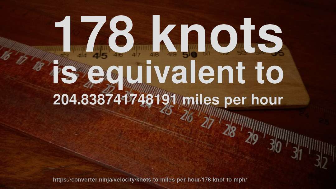 178 knots is equivalent to 204.838741748191 miles per hour