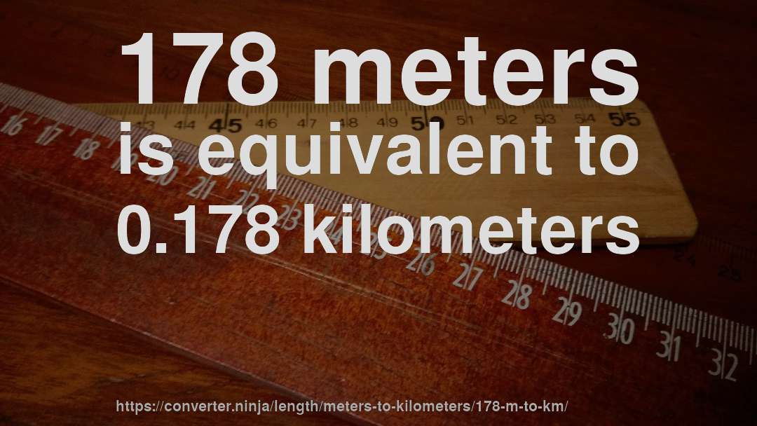 178 meters is equivalent to 0.178 kilometers