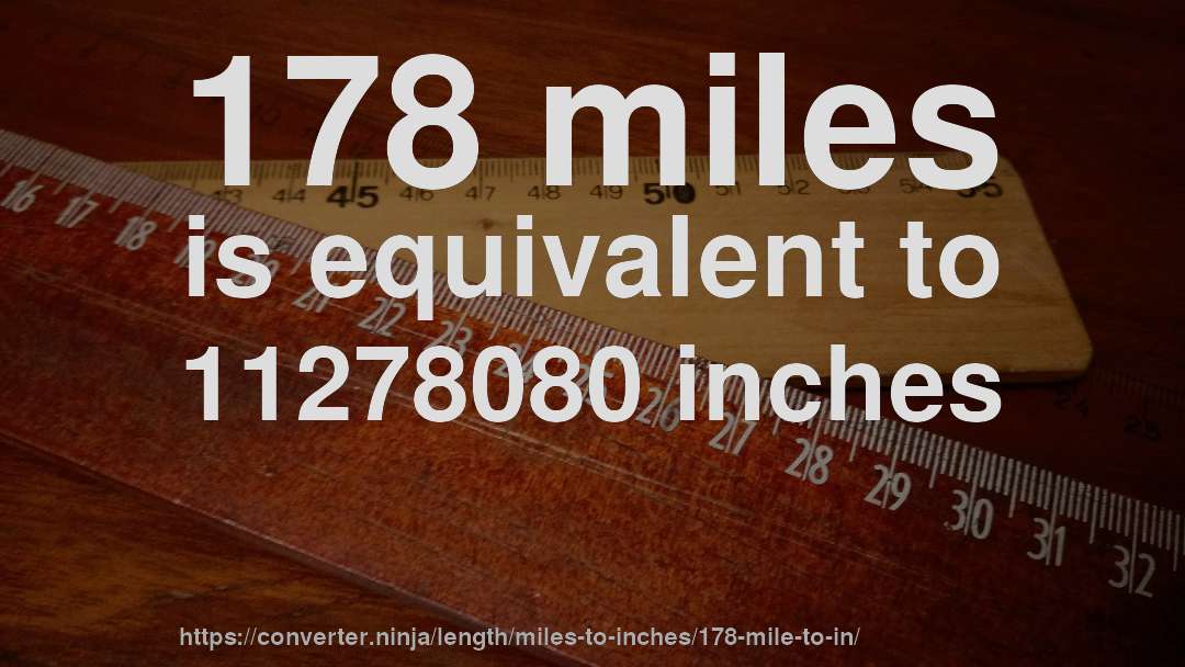 178 miles is equivalent to 11278080 inches