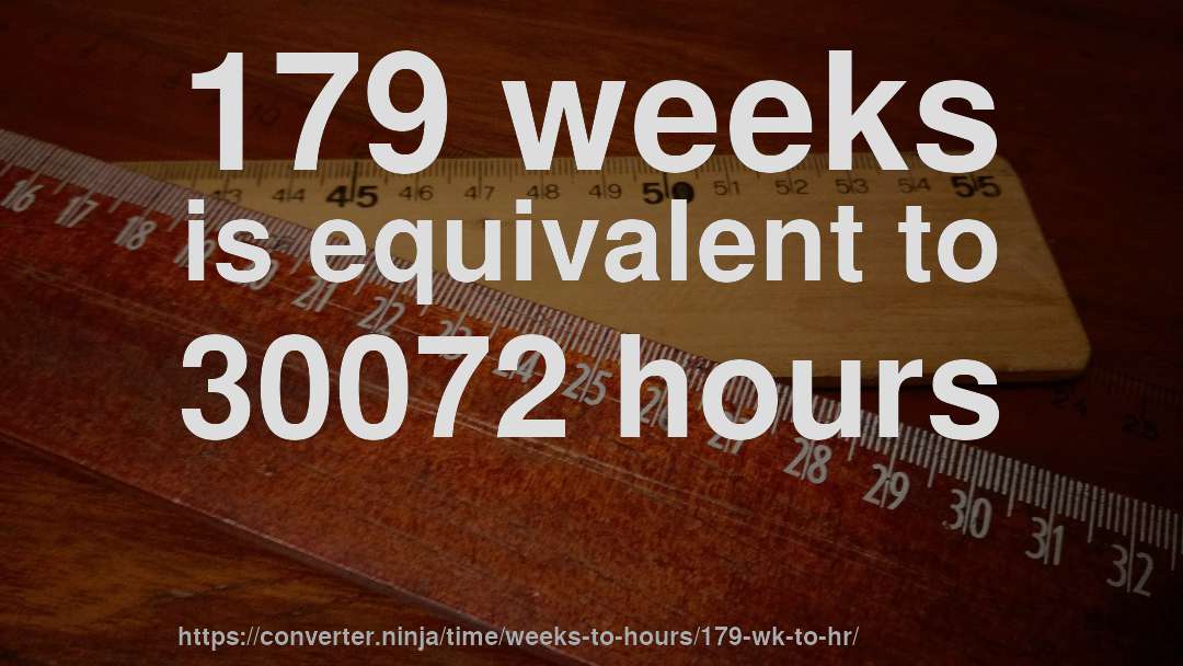 179 weeks is equivalent to 30072 hours