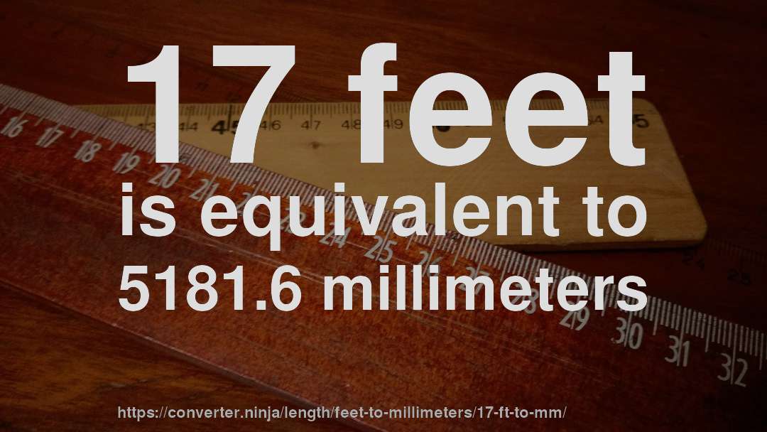 17 feet is equivalent to 5181.6 millimeters