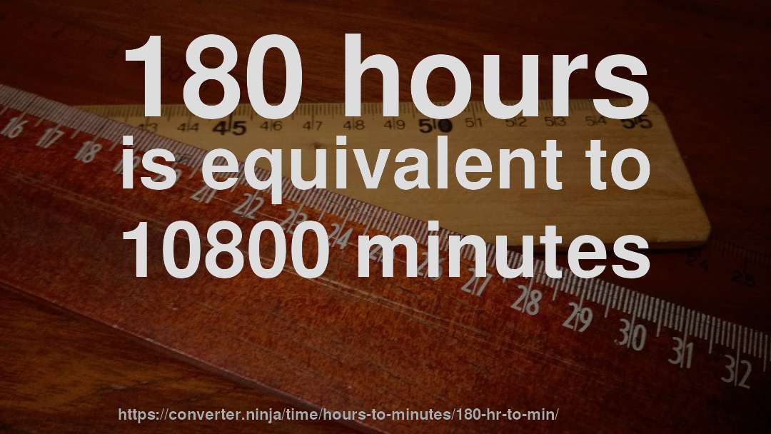180 hours is equivalent to 10800 minutes