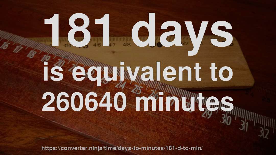 181 days is equivalent to 260640 minutes