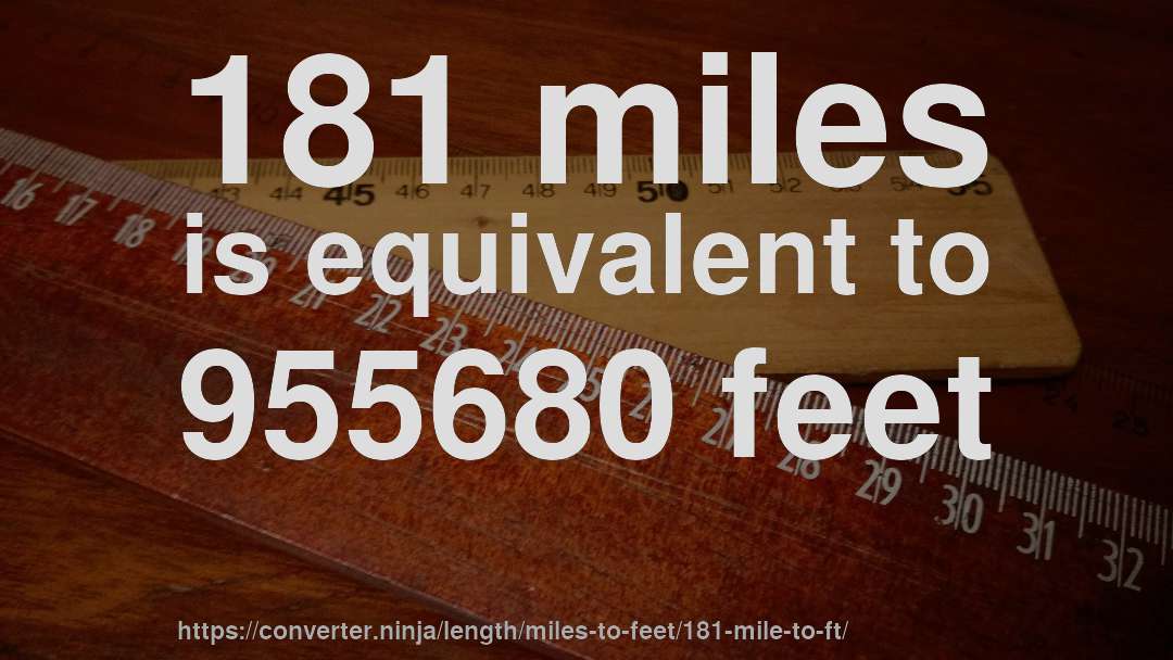 181 miles is equivalent to 955680 feet