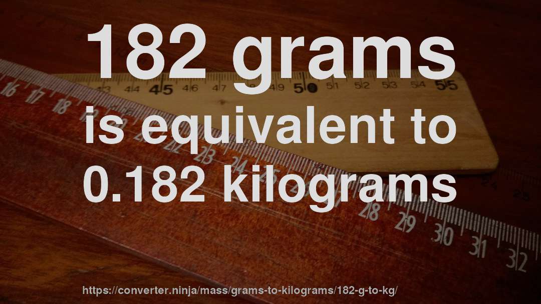 182 grams is equivalent to 0.182 kilograms