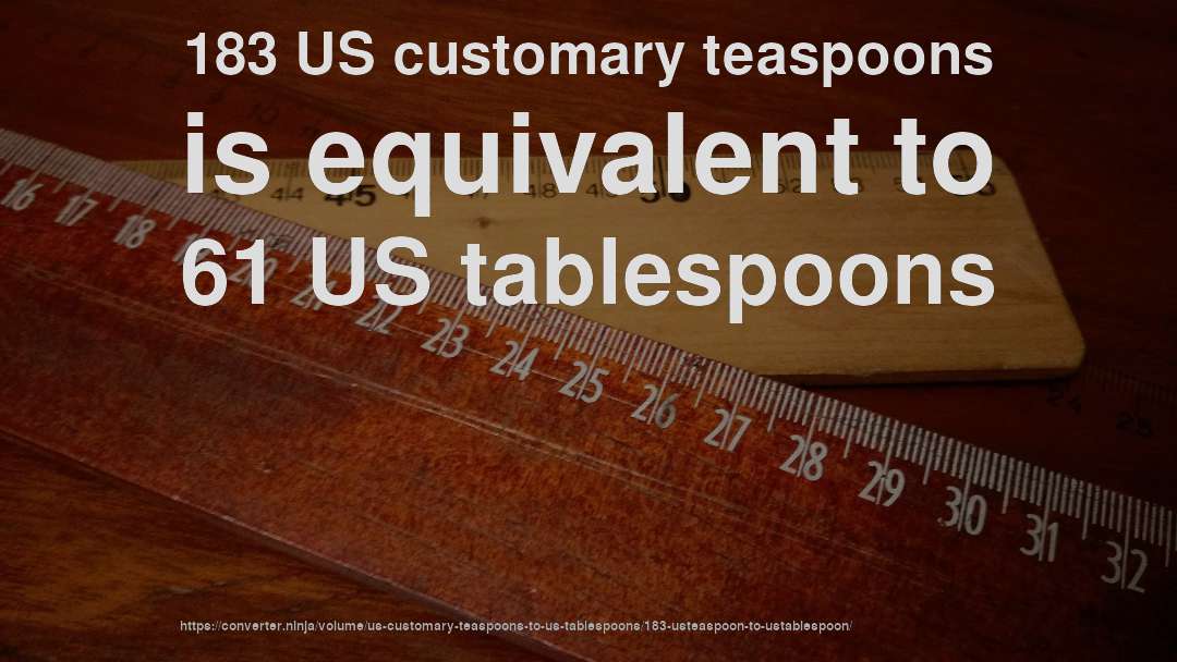 183 US customary teaspoons is equivalent to 61 US tablespoons