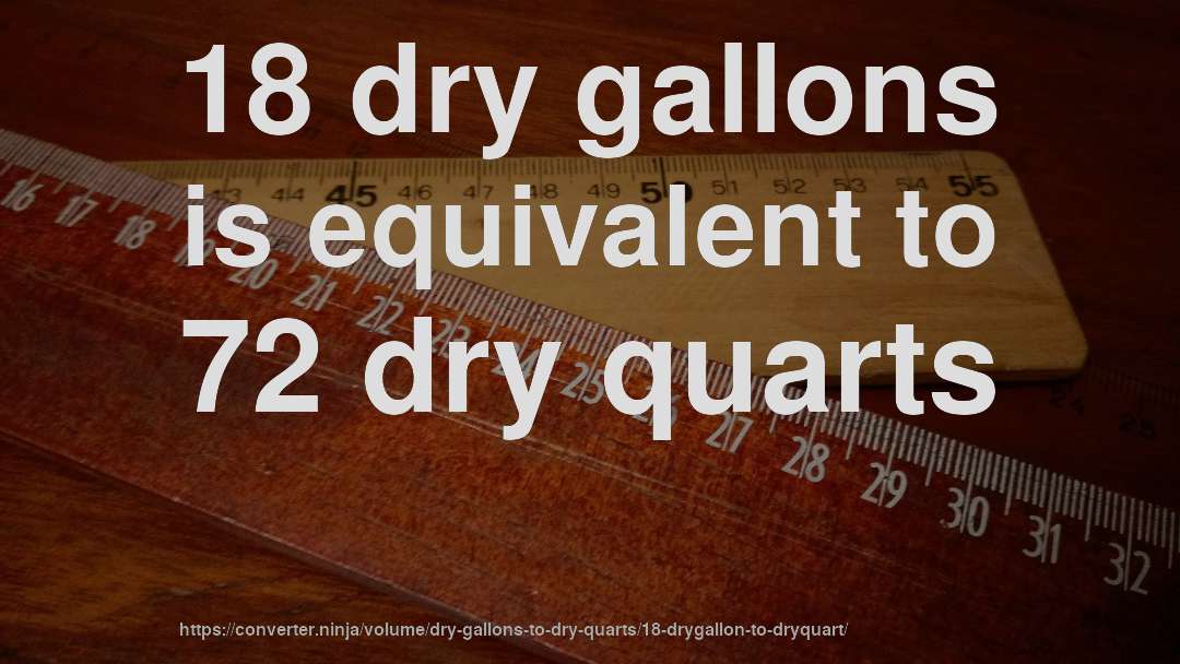 18 dry gallons is equivalent to 72 dry quarts