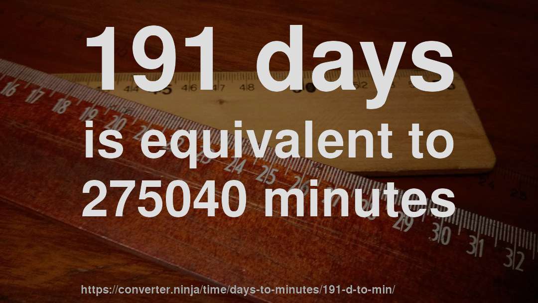 191 days is equivalent to 275040 minutes