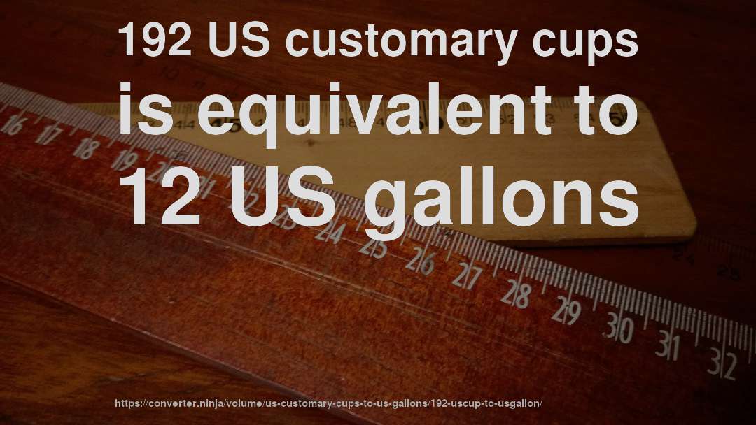 192 US customary cups is equivalent to 12 US gallons