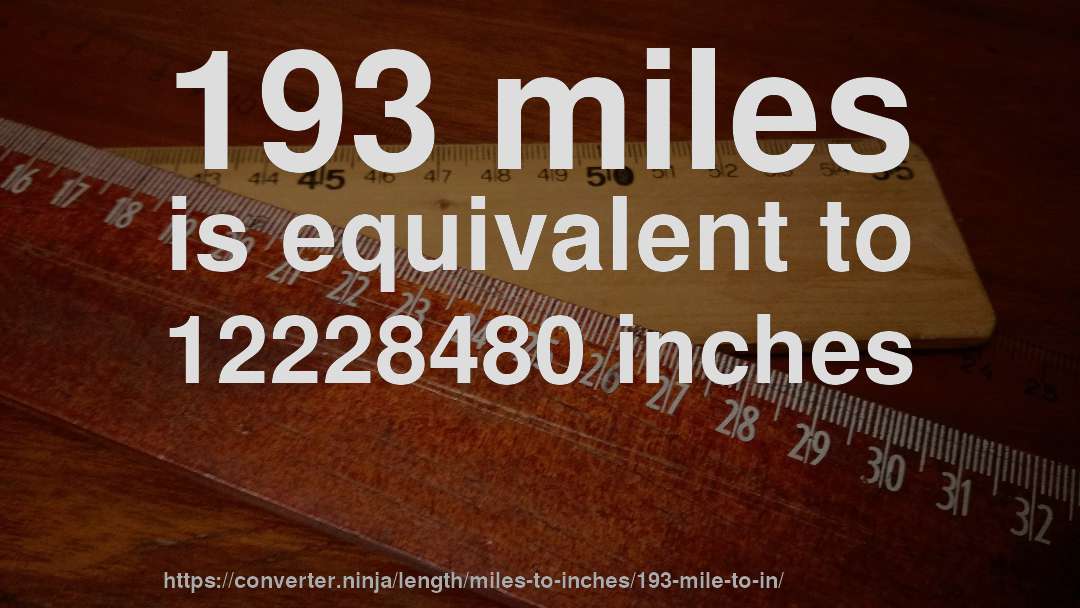 193 miles is equivalent to 12228480 inches