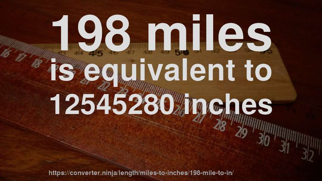198 miles is equivalent to 12545280 inches