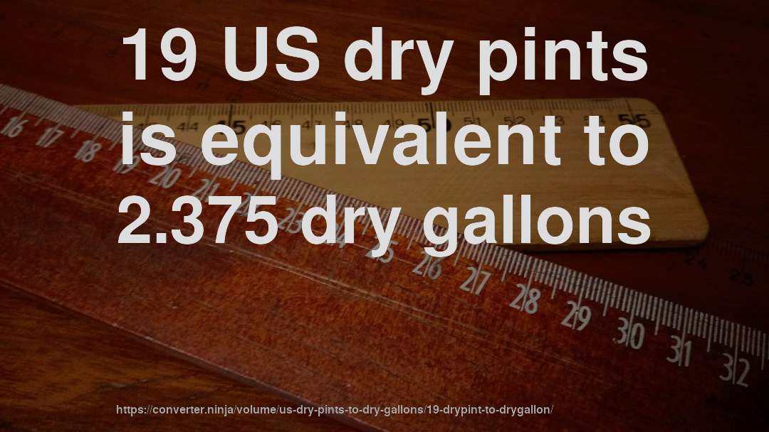19 US dry pints is equivalent to 2.375 dry gallons