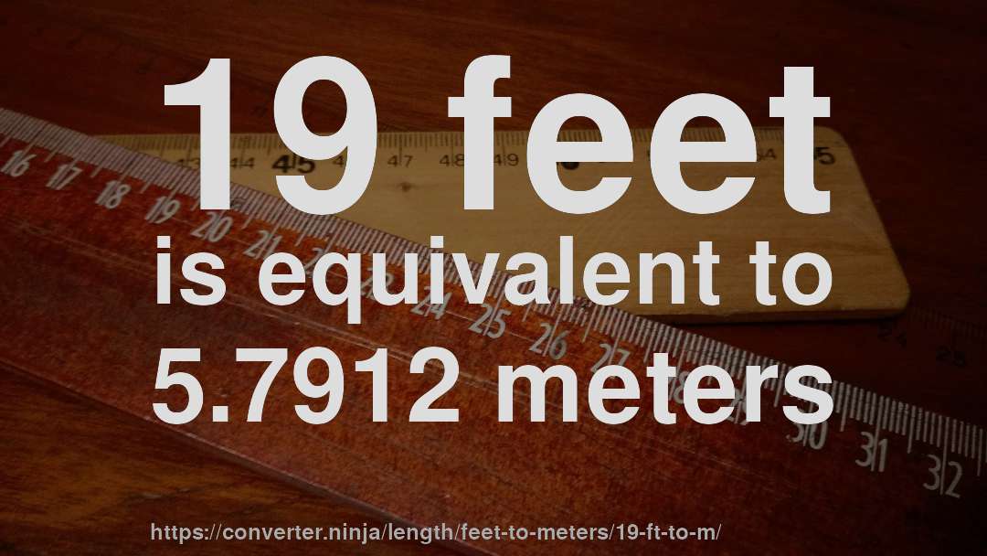 19 feet is equivalent to 5.7912 meters