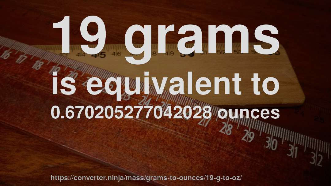 19 grams is equivalent to 0.670205277042028 ounces