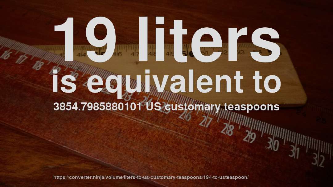 19 liters is equivalent to 3854.7985880101 US customary teaspoons