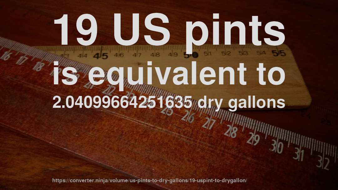19 US pints is equivalent to 2.04099664251635 dry gallons