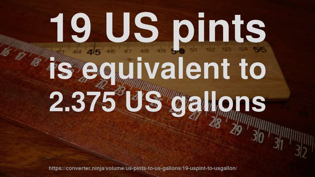 19 US pints is equivalent to 2.375 US gallons