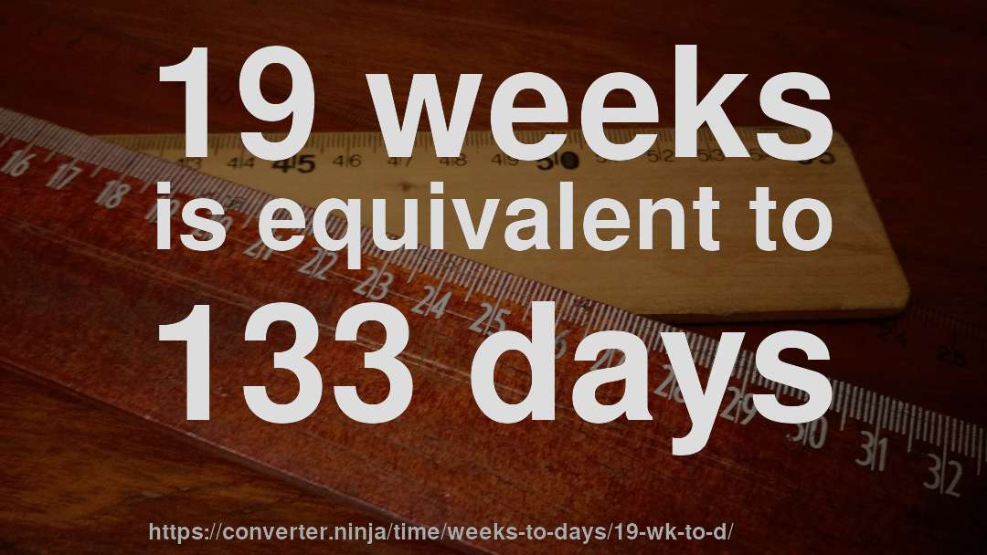 19 weeks is equivalent to 133 days
