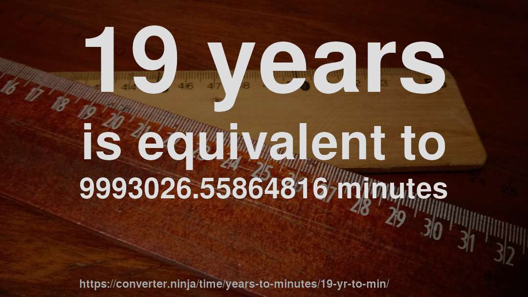 19 years is equivalent to 9993026.55864816 minutes