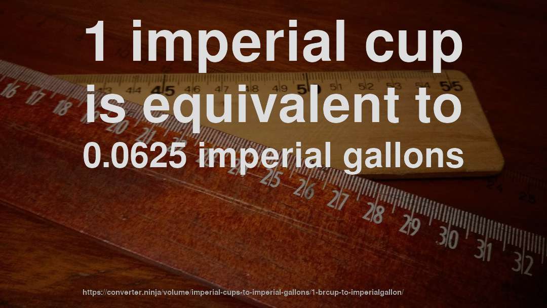 1 imperial cup is equivalent to 0.0625 imperial gallons