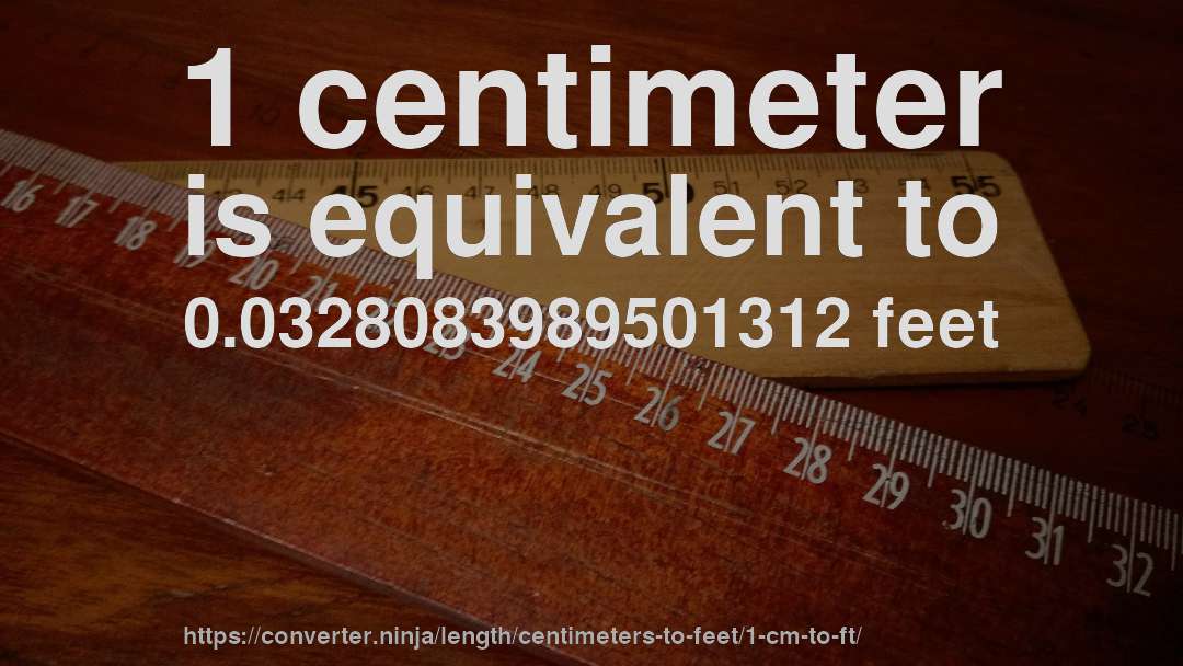 1 centimeter is equivalent to 0.0328083989501312 feet