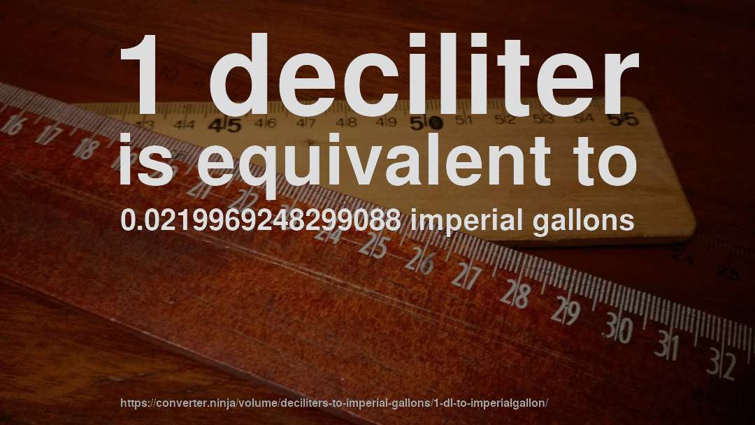 1 deciliter is equivalent to 0.0219969248299088 imperial gallons