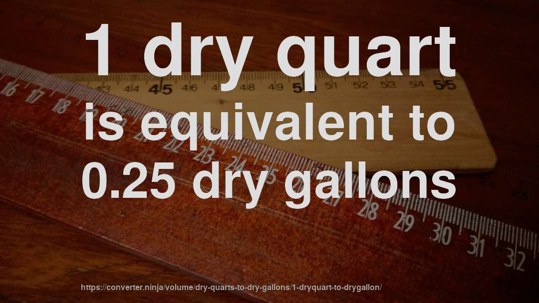 1 dry quart is equivalent to 0.25 dry gallons