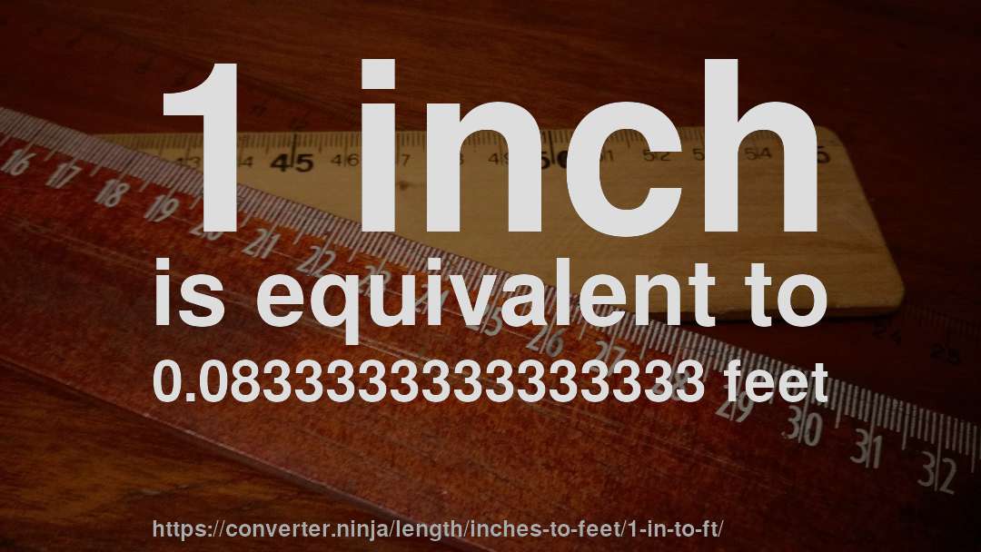 1 inch is equivalent to 0.0833333333333333 feet