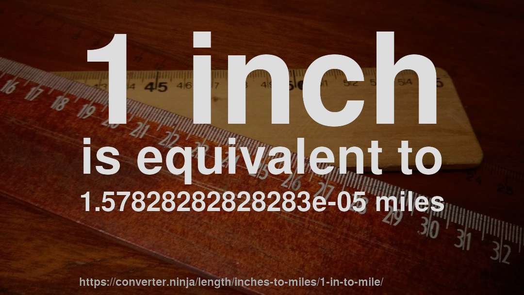 1 inch is equivalent to 1.57828282828283e-05 miles