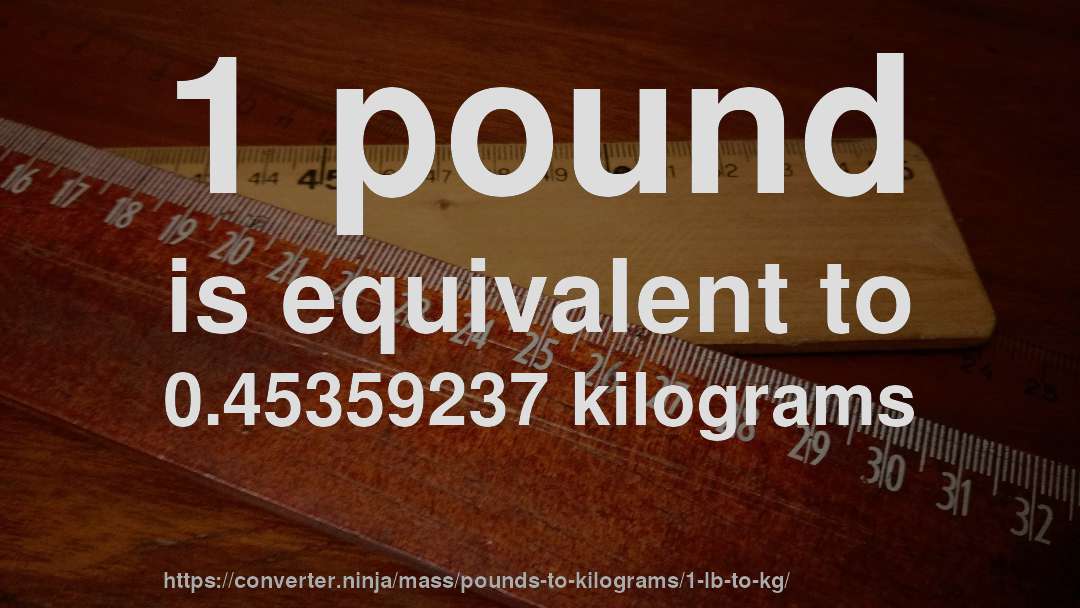 1 pound is equivalent to 0.45359237 kilograms