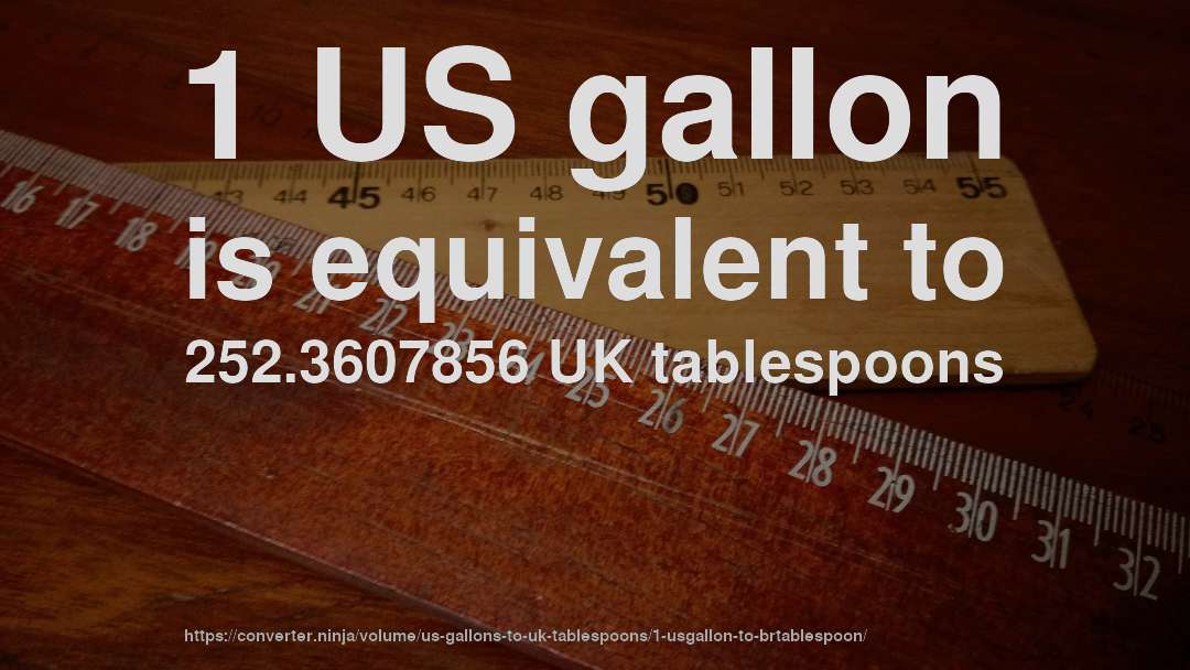 1 US gallon is equivalent to 252.3607856 UK tablespoons