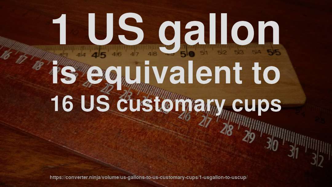 1 US gallon is equivalent to 16 US customary cups